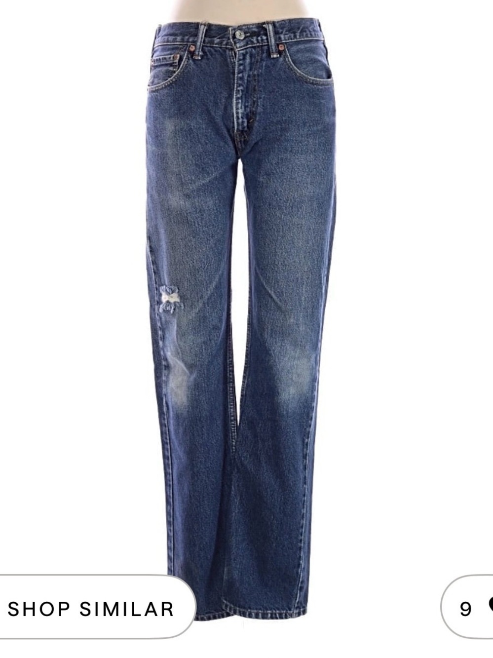 Levi's Women's Mid-Blue Straight Leg Jeans with Knee Distress